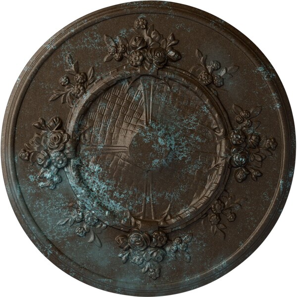 Ekena Millwork Flower Ceiling Medallion (Fits Canopies up to 3 7/8"), 27"OD x 1 1/8"P, Bronze Blue Patina CM27FLBBS - main